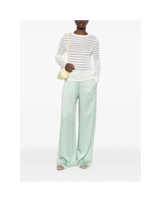 Fabiana Filippi Green Wide Leg Trousers With Elasticated Waistband