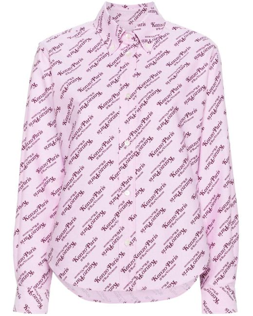 KENZO Pink X Verdy Logo-Print Cotton Shirt