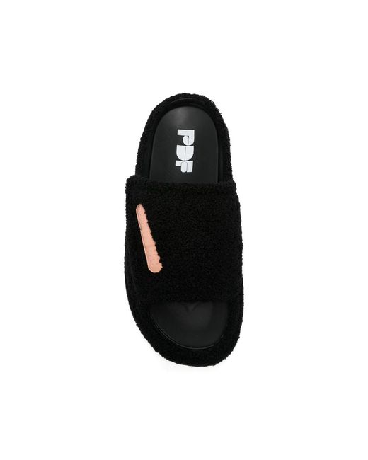 PDF Black Fuzzy Sandals for men