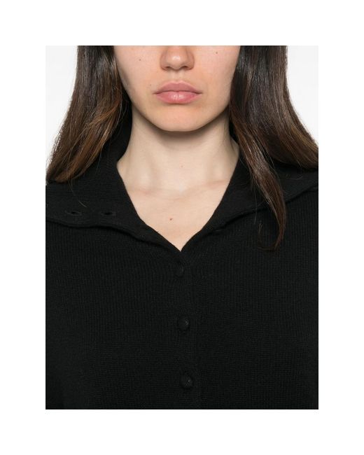 Lisa Yang Black Denie Button-Up Sailor-Collar Cardigan