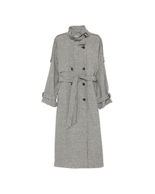 Gestuz Gray Houndstooth Belted Coat
