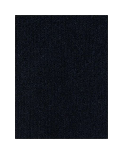 Stone Island Blue Logo-Patch Ribbed-Knit Scarf for men