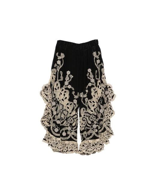 Sea Black Gracelyn Lace-Trimmed Trousers