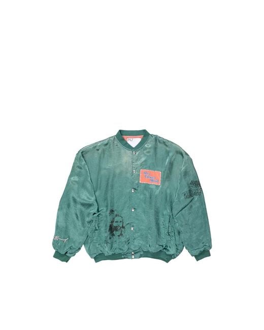 Paly Hollywood Green Jim's Room Satin Jacket for men