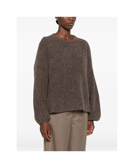 Gestuz Brown Alpha Balloon-Sleeves Sweater