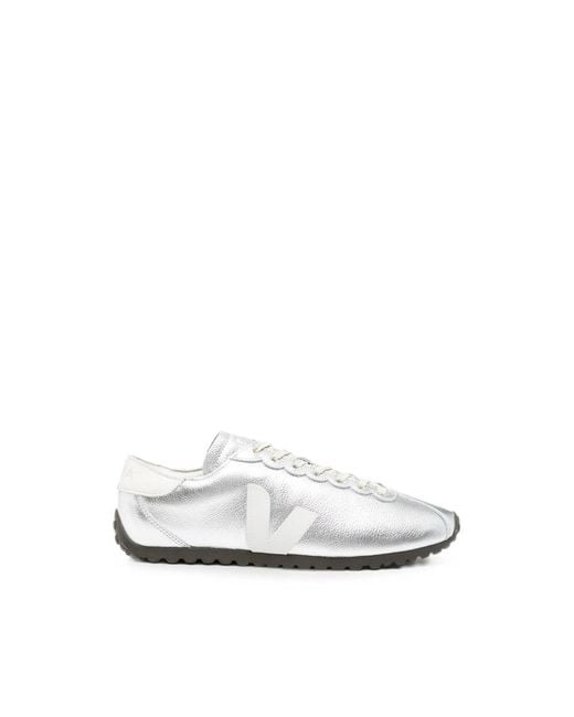 Veja White Cateyes Metallic-Leather Sneakers for men