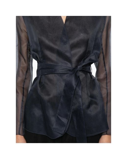 Antonelli Blue Elia Tie-Waist Fitted Jacket