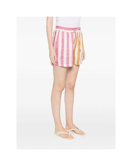 SUSANNA BLU Pink Striped Drawstring Shorts