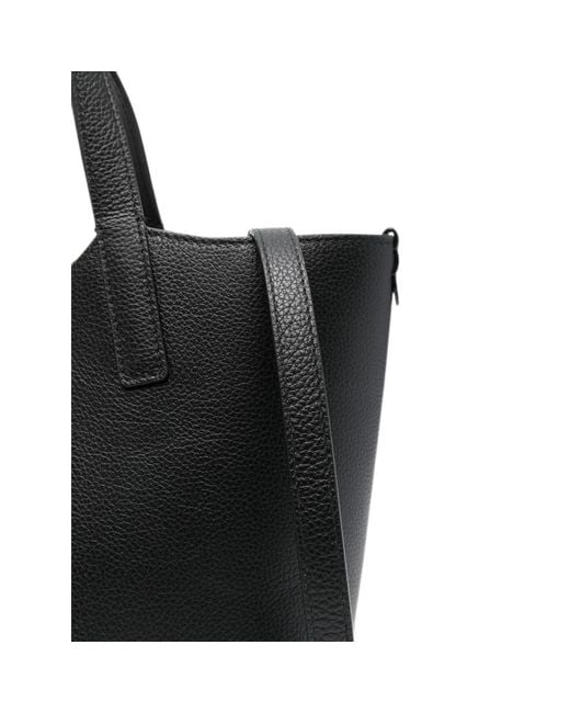 Strathberry Black Midi Kite Leather Bar-Detail Tote Bag