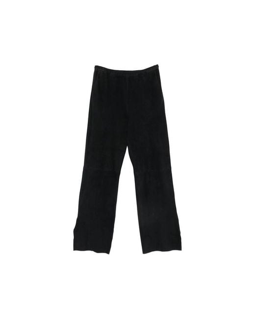 Forte_forte Black Suede Wide-Leg Trousers