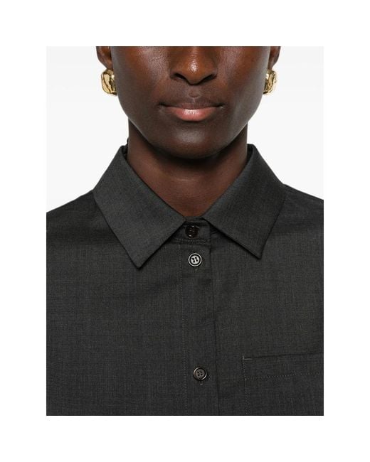 Max Mara Black Button-Up Chest-Pocket Shirt