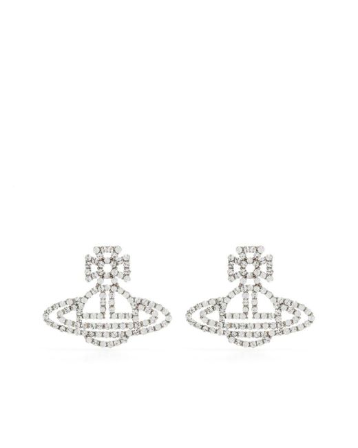 Vivienne Westwood White Orb Crystal Stud Earrings