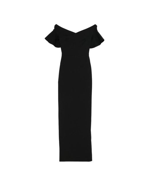 Solace London Black Cielo Off-Shoulder Maxi Dress