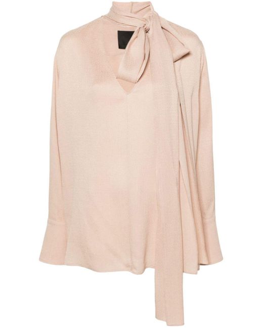 Givenchy Pink Scarf-Detail Silk Blouse