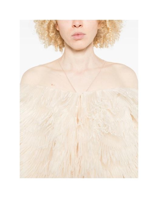 Elisabetta Franchi Natural Jacket With Tulle Yoke