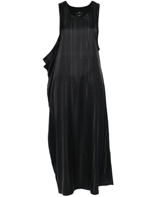 Y-3 Black Striped Twill Maxi Dress