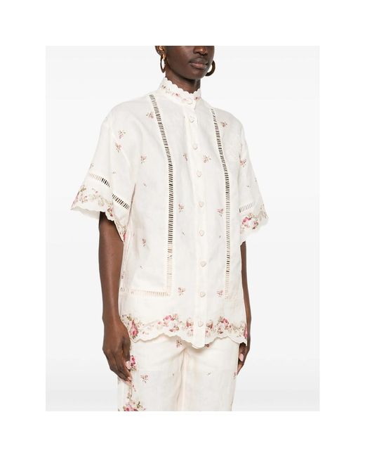 Zimmermann White Patience Lace Floral Shirt