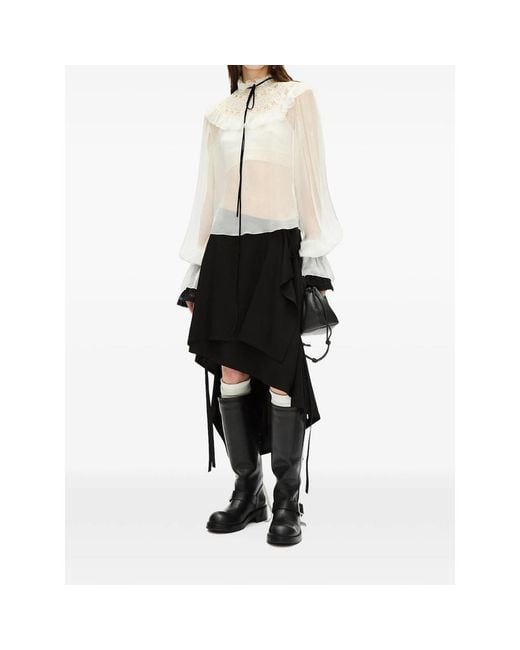 Ann Demeulemeester Black Layered Asymmetric Skirt