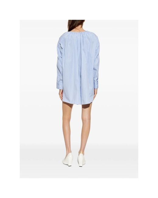Alexander Wang Blue Striped Off-Shoulder Dress