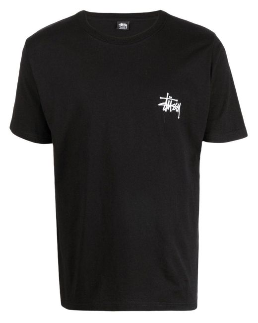 Stussy Black Crew Neck Logo T-shirt for men