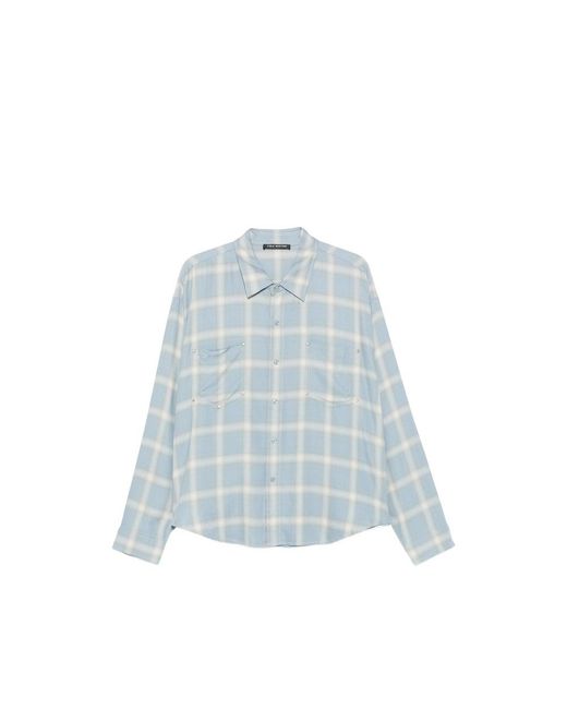 Cole Buxton Blue Check-Pattern Stud-Embellished Shirt for men