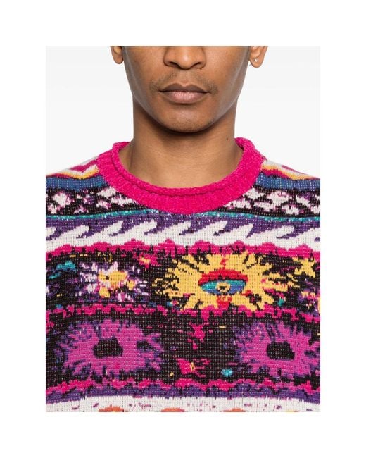 R13 Pink Floral Distressed Sweater for men
