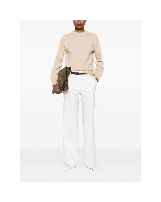 Antonelli Natural Frayed-Hem Cashmere Sweater
