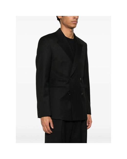 TONYWACK Black Double-Breasted Twill Blazer for men