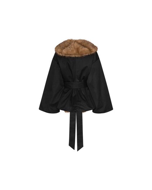ROTATE BIRGER CHRISTENSEN Black Faux-Fur Collar Jacket