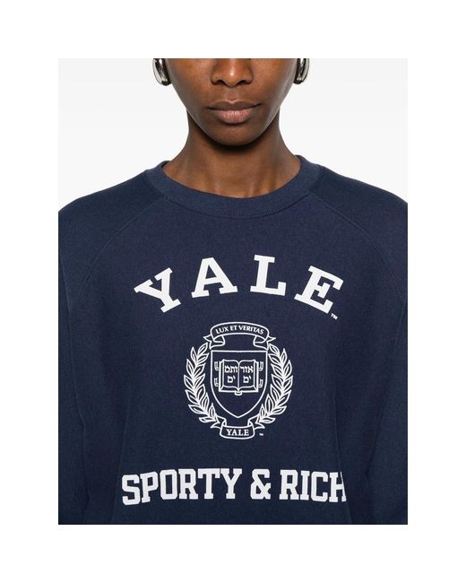 Sporty & Rich Blue Graphic-Print Sweatshirt