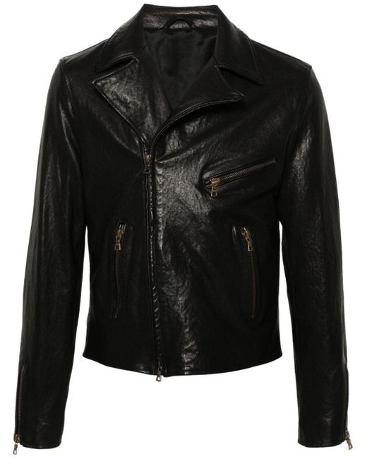 Eraldo Black Leather Biker Jacket for men