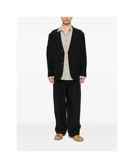 Ziggy Chen Black Pleated Buttoned Trousers for men