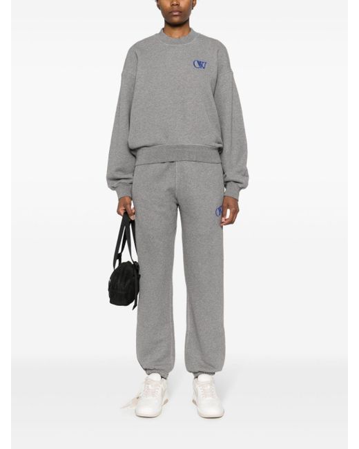 Off-White c/o Virgil Abloh Gray Off- Logo-Embroidered Track Pants