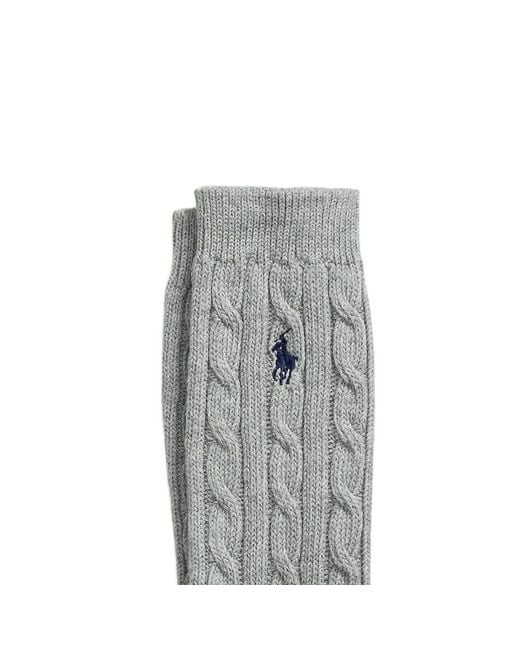 Ralph Lauren Gray Cable-Knit Pony Socks