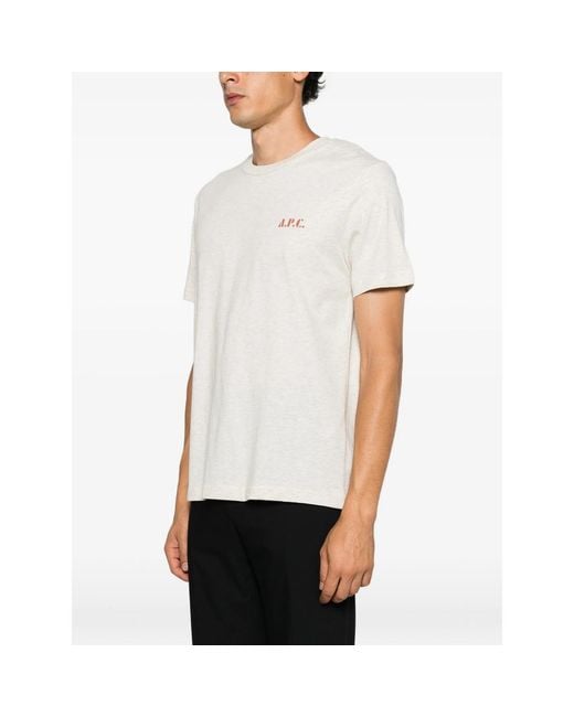 A.P.C. White A. P.C. Logo-Print T-Shirt for men