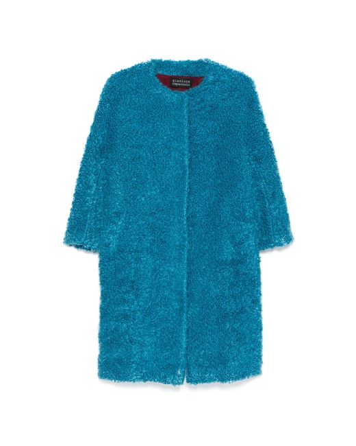 Gianluca Capannolo Blue Wool-Blend Coat
