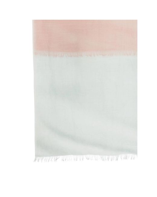 D'Aniello White Fringed Ombré-Effect Scarf