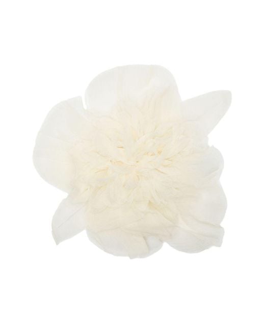 Max Mara White Floral Silk Brooch