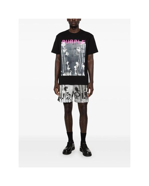 Purple Brand Black Mirage Graphic-Print T-Shirt for men