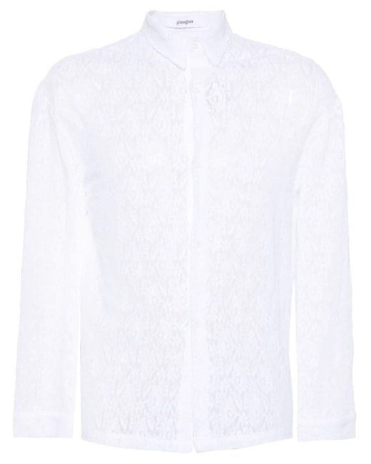 GIMAGUAS White Florence Floral-Lace Shirt for men