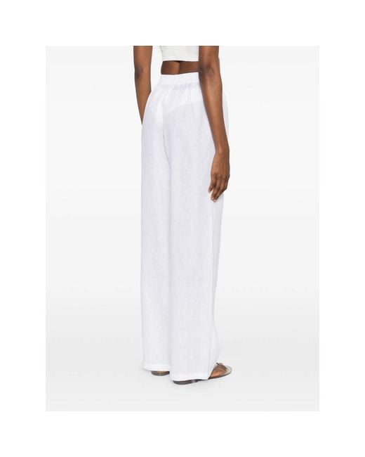 Riviera White Elasticated-Waistband Trousers