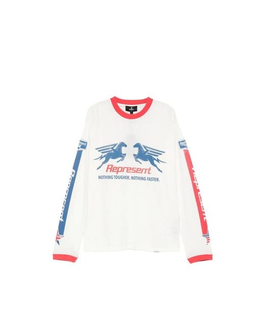 Represent White Graphic-Print Long-Sleeved T-Shirt for men