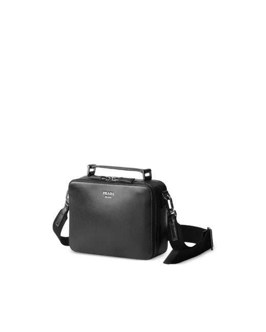 Prada Black Brique Leather Bag for men