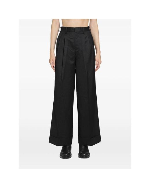 Junya Watanabe Black Pleated Pinstriped Trousers