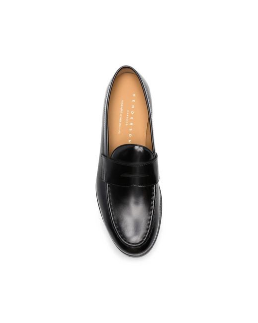 Henderson Black Leather Penny Loafers for men
