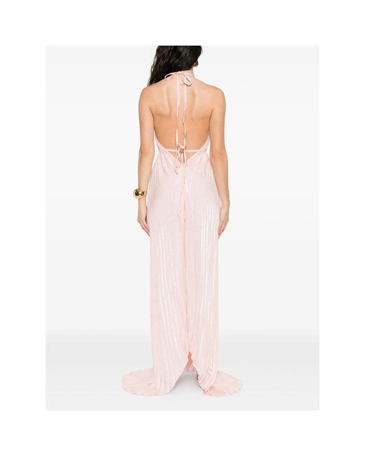 L'idée Pink Pleated Halterneck Gown