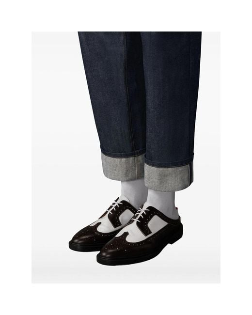 Thom Browne Blue Selvedge-Detail Backstrap Trousers for men