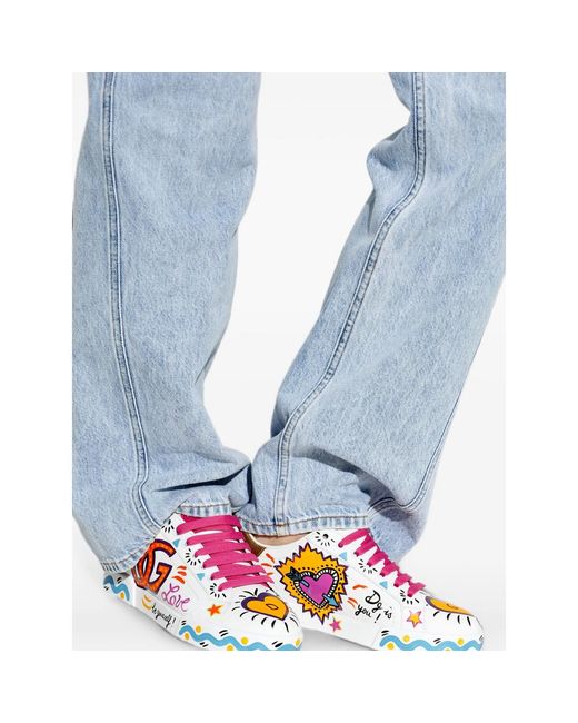 Dolce & Gabbana Red Leather Sports Shoes With Logo