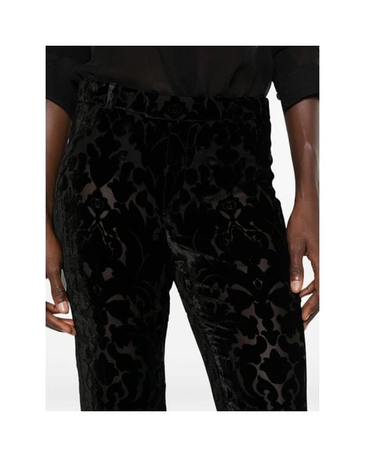 Gucci Black Gg Damask-Pattern Velvet Trousers