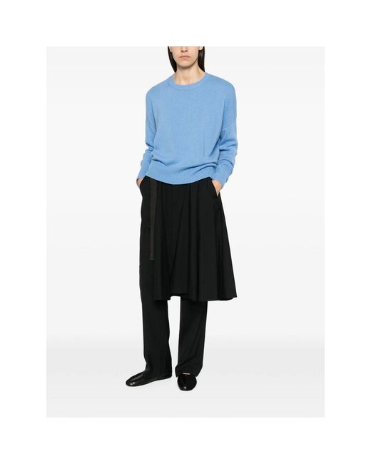 Lisa Yang Blue Mila Ribbed-Knit Crew-Neck Sweater